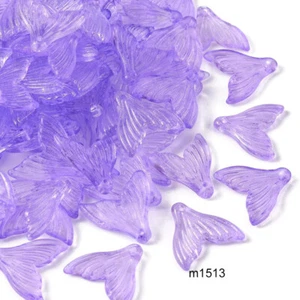 Pressed Glass Mermaid Tail PURPLE 20mm Lot of 8 M1513 - Picture 1 of 1