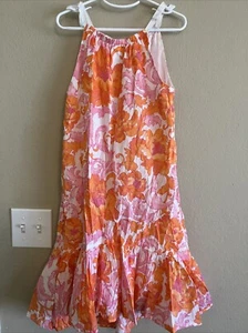 Janie And Jack Pink Orange Floral Dress 12 - Picture 1 of 8