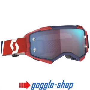 SCOTT FURY MOTOCROSS MX BRILLE ROT / BLAU - BLAUE CHROM VERSPIEGELTE GLÄSER - Bild 1 von 3