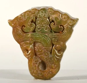 5CM China Hongshan Culture Old Jade Carved Double Dragon Beast Belt Buckle - Picture 1 of 5