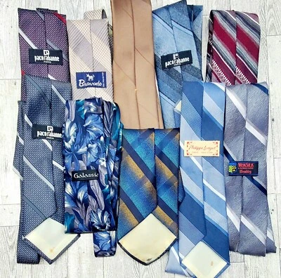 Lote de 10 Corbatas Para Hombre Vintage Estampado Varios Hawaianas, Marcas Paco Rabanne Foto 1 de 4