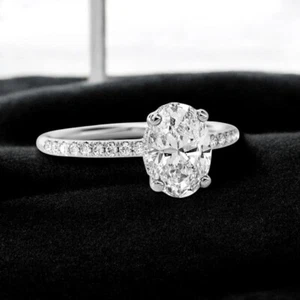 Diamond Platinum Wedding Ring IGI Certified 1.40 Ct Oval Cut Lab Created 950 - Picture 1 of 14