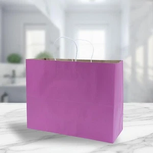 Bolsas de compras de papel 100 Hot Pink Magenta 16" x 6 x 12 1/2" Vogue Mercancía Regalo - Imagen 1 de 10