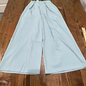 TICHIAN 4S2U Women's Palazzo Pant Blue High Waist Wide Leg with Pockets Medium - Picture 1 of 7