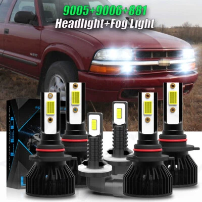Para For Chevrolet S10 2000 2001-2004 Faros LED Hi / Lo +Kit de luces antiniebla - Image 1 of 4
