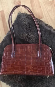 Tasche Kroko SchönePrägung Leder, Manufaktur braun echt Leder Sehr Gut 30x20x8 - Bild 1 von 7