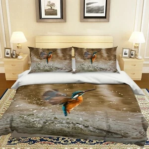 3D Kingfisher River Water R87 funda de almohada para cama de animales edredón cubierta de edredón Queen Kay - Imagen 1 de 6