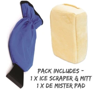 Auto Enteiser Eis Frost Schaber Mitt Handschuh & Gämse Fenster Demister Clean Pad - Bild 1 von 8