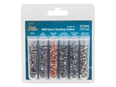 H&N 215 Count / 6 Type HUNTING PELLET SAMPLER 4.5mm .177 Caliber Pellets GERMANY - Image 1 of 2