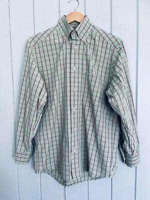 Ermenegildo Zegna Button Down Shirt M Medium Mint Green Pink Plaid Collar Italy - Image 1 of 4