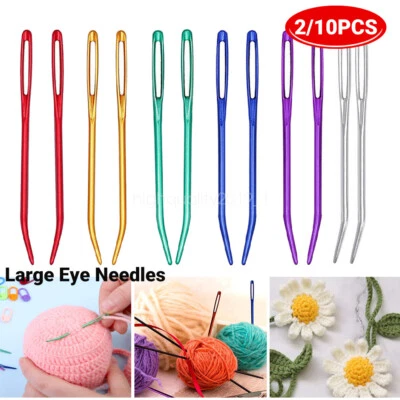 2/10PC Large Eye Bent Tip Needles Knitting Crochet Yarn Darning Needle Aluminium - Image 1 of 4