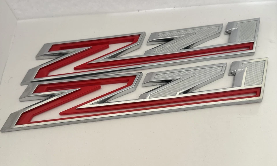 2019-2022 OEM Chevy Silverado 1500 Z71 Fender Emblem Badge 23400397 Chrome & Red - Image 1 of 4