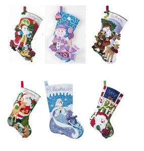 Bucilla Felt Stocking Applique Kit 18"- St. Nick's, Treats, Lumberjack, Forest - Picture 1 of 6
