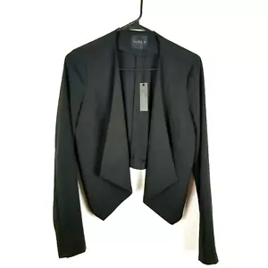 Bobi Black Womens Black Long Sleeves Open Front Draped  Jacket Size Small - Picture 1 of 4