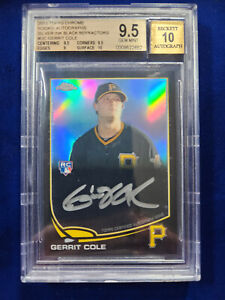 🌟 2013 Topps Chrome GERRIT COLE Silver Ink #/25 Black Refractor BGS 9.5 AUTO-10