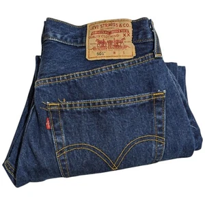Levis 501xx Button Fly Denim Jeans Mens Size 31x32 423 Wpl Dark Wash - Picture 1 of 11
