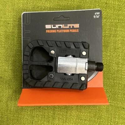 NOS 9/16” HTI F-2 Black CHROMOLY Spindle FOLDING Bicycle PEDALS Commuter Folder - Image 1 of 4