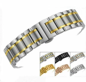 Pulsera de acero inoxidable correa de reloj de pulsera despliegue cierre oculto 14 ~ 24 mm - Imagen 1 de 9