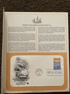 1992 WORLD COLUMBIAN STAMP EXPO, First Day Issue Cover Rosemont IL 1-24-92 - Picture 1 of 5