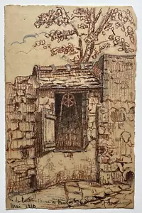 RUE FONTAINE MULARD PUITS Paris DESSIN ORIGINAL Sanguine HENRI MANESSE 1910 - Bild 1 von 1
