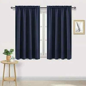 2 PCS Navy 63"L x 34"W Privacy Darkening Curtains - Picture 1 of 1