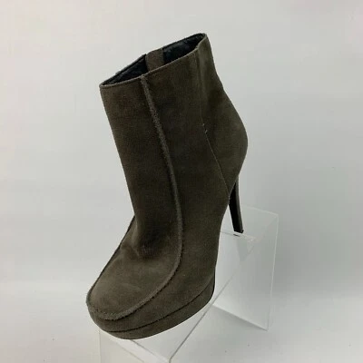 DKNY Park Ankle Boots Olive Leather Suede Platform Stiletto Heels Zip Size 8.5M - Image 1 of 4