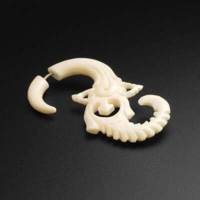 Bone Fake Gauge Hanging Floral Spiral | Faux Ear Plug Stretchers - Image 1 of 3