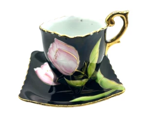 Vintage Fancy Occupied Japan Tea Cup And Saucer Pink Tulip Design - Picture 1 of 18