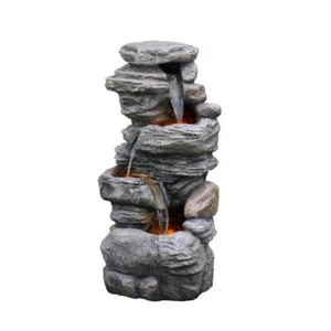Teamson Home Freestanding Fountains 40" Electric LED Light Polyresin 3-Tier Gray - Picture 1 of 9