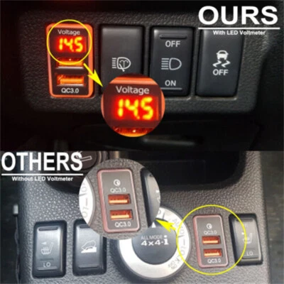 Para Nissan QC3.0 Cargador Rápido Doble USB Teléfono Adaptador Puertos Digital LED Voltímetro Foto 1 de 4