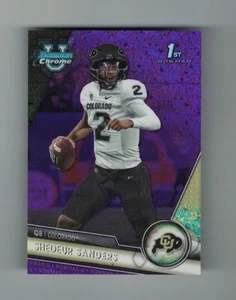 SHEDEUR SANDERS 2023 Bowman Chrome University 1st PURPLE ICE REFRACTOR #/399 RC - Picture 1 of 2