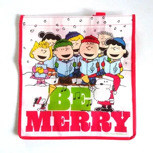 Charlie Brown "Be Merry" Christmas Caroling Winter Shopping Tote Bag - Picture 1 of 3
