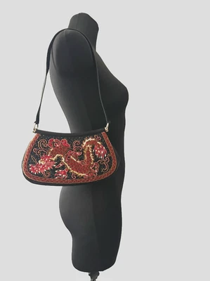 Bolso de Hombro Vintage ESCADA Dragon Con Cuentas - Estilo Y2K - Lentejuelas Bordadas Foto 1 de 4