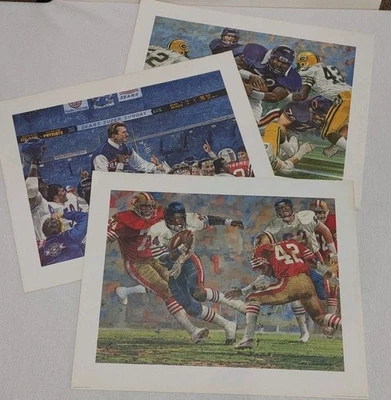 Lote De Colección De 3 Litografías 1986 NFL Chicago Bears Sears & Roebuck 20x16 Raras Foto 1 de 4