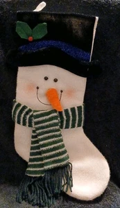Schimmernder funkelnder 3-D Schneemann Weihnachten Urlaub Strumpf 10 1/2"L×17"H - Bild 1 von 8