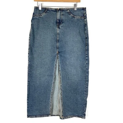 DIVIDED Women  Blue Jean Denim Front Split Maxi Skirt Y2K Low Rise US Size 8 NWT - Image 1 of 4