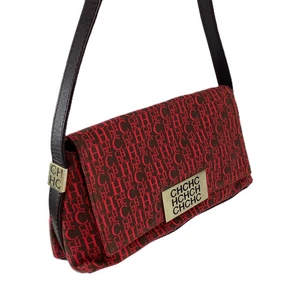 Carolina Herrera Red Monogram Canvas and Leather Shoulder Bag - Picture 1 of 13