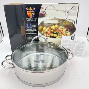 Philippe Richard 11" Edelstahl Bratpfanne Aluminiumkern mit Deckel Neu - Bild 1 von 11