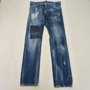 Jeans DSQUARED2 46 W32 L31 azul para hombre ajustado algodón desgastado estil... - Imagen 1 de 9