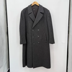 Vtg London Fog Wool Blend Trench Pea Overcoat Gray Made in USA Men's Sz S 44 - Picture 1 of 11