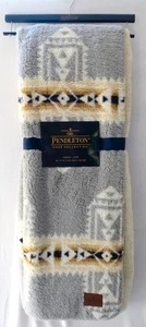 New Gray & Gold Aztec Pendleton Sherpa Fleece Crossroads Southwest Throw Blanket - Picture 1 of 10