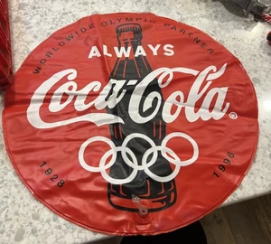 Vintage Coca-Cola Stuhl aufblasbares Sitzkissen rot & schwarz Atlanta Olympia Partner - Bild 1 von 5