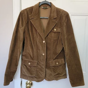 Giacca blazer donna Eddie Bauer marrone velluto a coste tasche outdoor taglia 10 - Foto 1 di 10