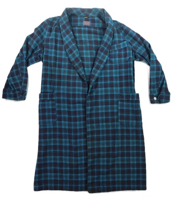 VTG 80s PENDLETON USA Men’s Large Blue Black Plaid 100% Virgin Wool Robe - Image 1 of 4
