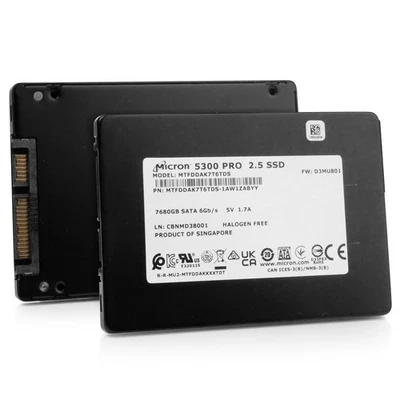 Micron 5300 PRO 7.68TB MTFDDAK7T6TDS SATA 6Gb/s 3D TLC 2.5" Enterprise SSD - Image 1 of 4