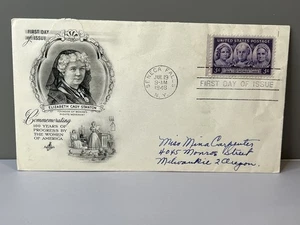 US FDC ARTCRAFT July 19 1948 ELIZABETH CADY STANTON Woman's Rights SCOTT 959 - Picture 1 of 7