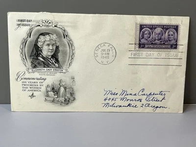 US FDC ARTCRAFT July 19 1948 ELIZABETH CADY STANTON Woman's Rights SCOTT 959 - Image 1 of 4
