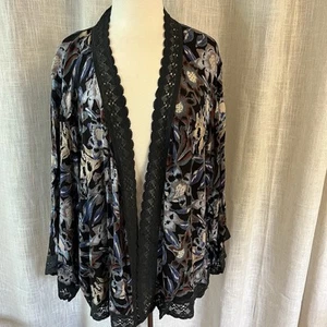 Cárdigan Kimono Free People Para Mujer Azul Boho Boca S Floral Caprichoso Hada Fluido - Imagen 1 de 11