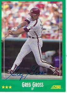 GREG GROSS SIGNED 1988 SCORE #386 - PHILADELPHIA PHILLIES - Picture 1 of 1