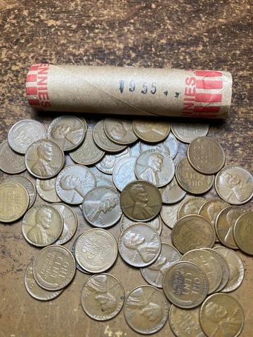 1955-P LINCOLN WHEAT CENT PENNY ROLL, nice condition Cover